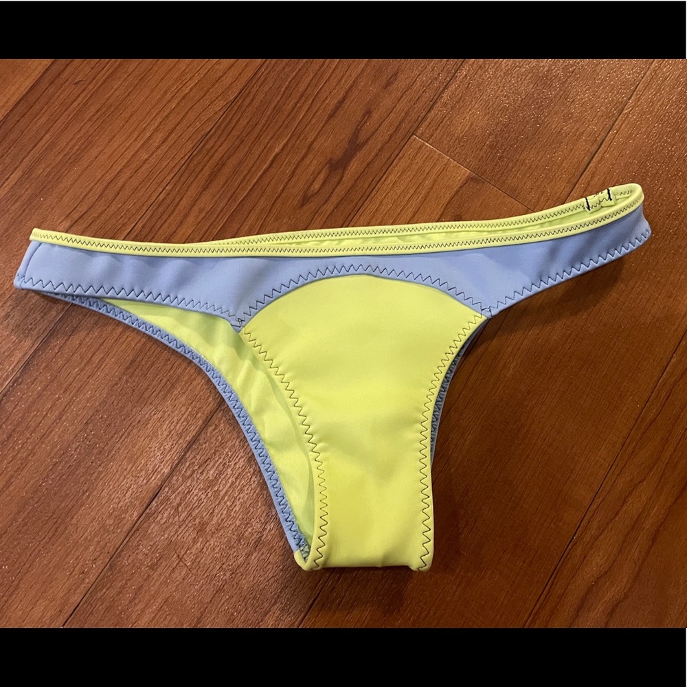 Victoria Secret Yellow Blue Blocking Pattern Bikini Bottom Sz S